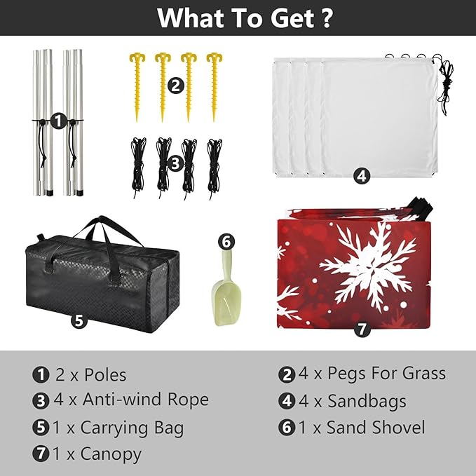 Christmas SnowflakeCamping Sun Shelters 9.2 x 10.5 FT Beach Canopy Tent Sun Shade with Carrying Bag for Camping Trips Fishing Backyard Fun or Picnics 21341171