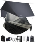 Sunyear Camping Hammock with Net &amp Rain Fly - Portable Double Hammock with Tree Straps + Waterproof Tarp for Backpacking Hiking Outdoor Survival