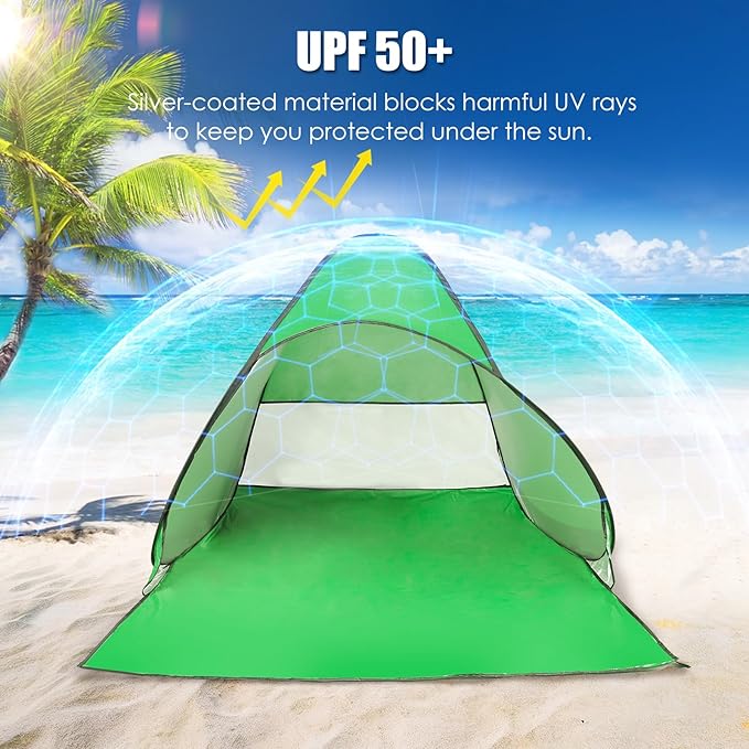 Pop Up Beach Tent Sun Shelter for 2-3 Person Sun Shelter with UPF 50+ &amp Lightweight Portable Beach Tent Easy Pop Up for Outdoor Camping Fishing