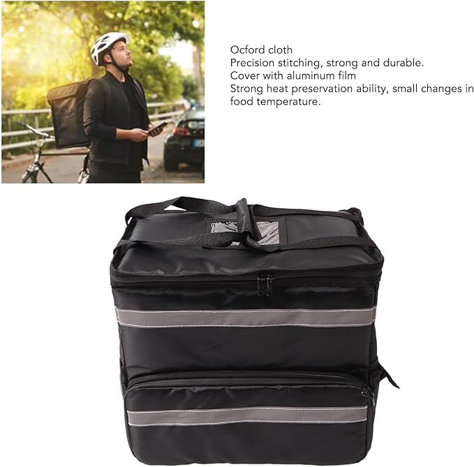 Insulated Pizza Delivery Bag 50L Food Delivery Backpack Large Capacity Food Carrier with Expandable Layer Insulated Grocery Bag for Commercial Delivery Camping Travel