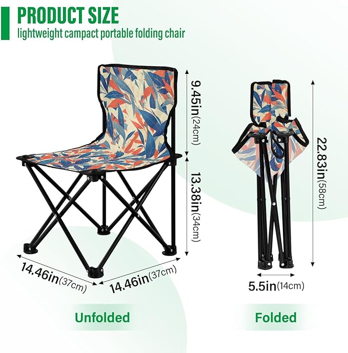 Colorful Leafs Portable Camp Chairs for Adults Ultra-Lightweight Beach Chairs Includes Carry Bag for Camp
