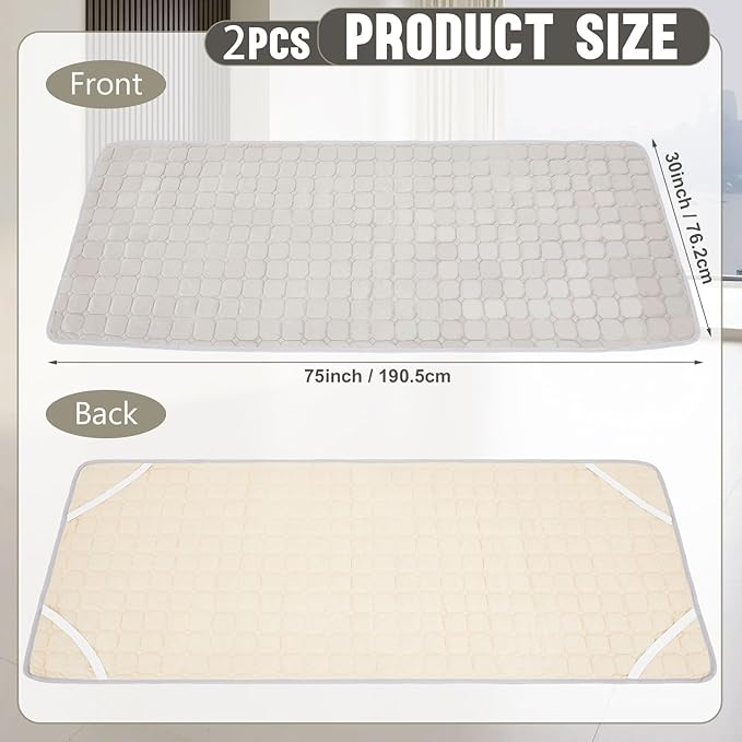 2 Pack Cot Mattress Topper Pad Quilted Foam Camping Single Soft Portable Sleeping Topper with Storage Bag Waterproof Non-Slip Bottom for Camp Cot Rv Bunk Narrow Twin Beds 75 x 30 Inch