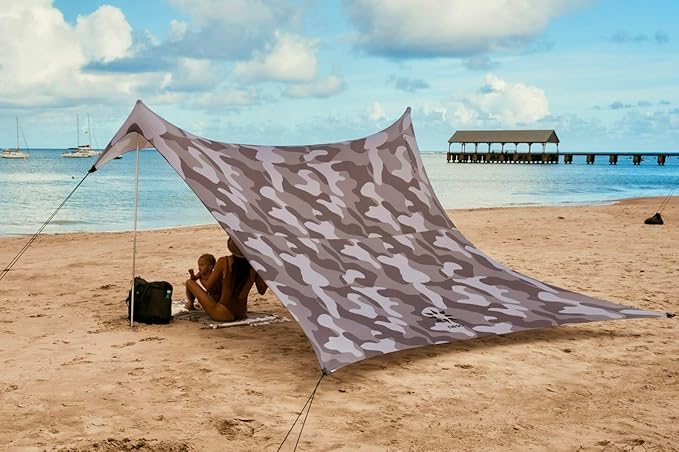 Neso Grande Portable Beach Tent Sun Shelter - Lightweight Beach Shade Canopy - Easy Setup for Family Outings - Patented Reinforced Corners - UPF 50+ Sun Protection - 7ft Tall 9 x 9ft