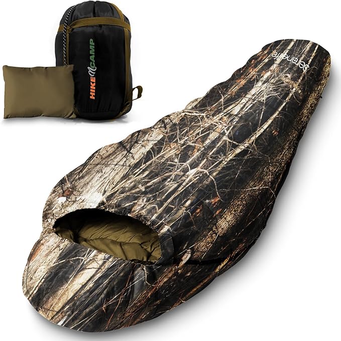 SereneLife Backpacking Sleeping Bag Camping Gear Mummy Sleeping Bag For Adults/Teens w/ Pillow and Bag - Outdoor Lightweight Weather Proof Sleeping Bag for Camping Hiking Traveling Real Tree