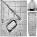 MOOX Down Camping Blanket Packable Backpacking Camping Quilt Outdoor Lightweight Warm Water Resistant Puffy Sleeping Bag Travel Hiking 55x79 Waterproof Camp Throw Blanket Gray Blue