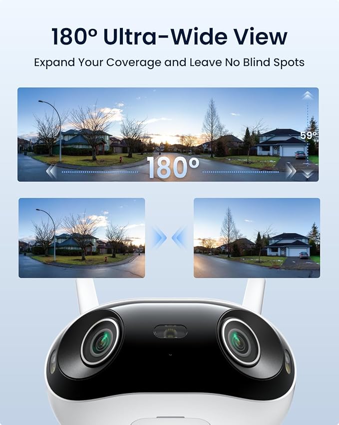 REOLINK 4K 8MP 180° Panoramic Security Camera with Dual-Lens 2.4/5GHz Dual-Band Wi-Fi 6 Motion Track Up to 512GB microSD Card Storage Plug-in Power Color Night Vision Elite WiFi
