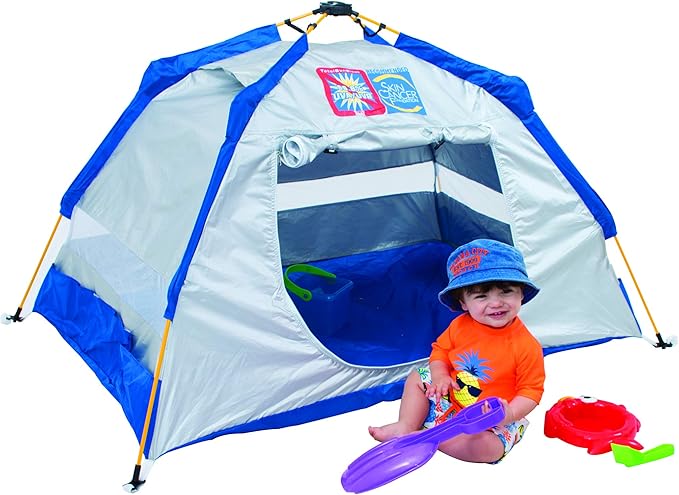 RIO Brands Beach Total Sun Block UPF 50+ Baby Sun Shade Pop-Up Beach Shelter Silver 62 x 41 x 36 (ATSBSD103-2019-1)
