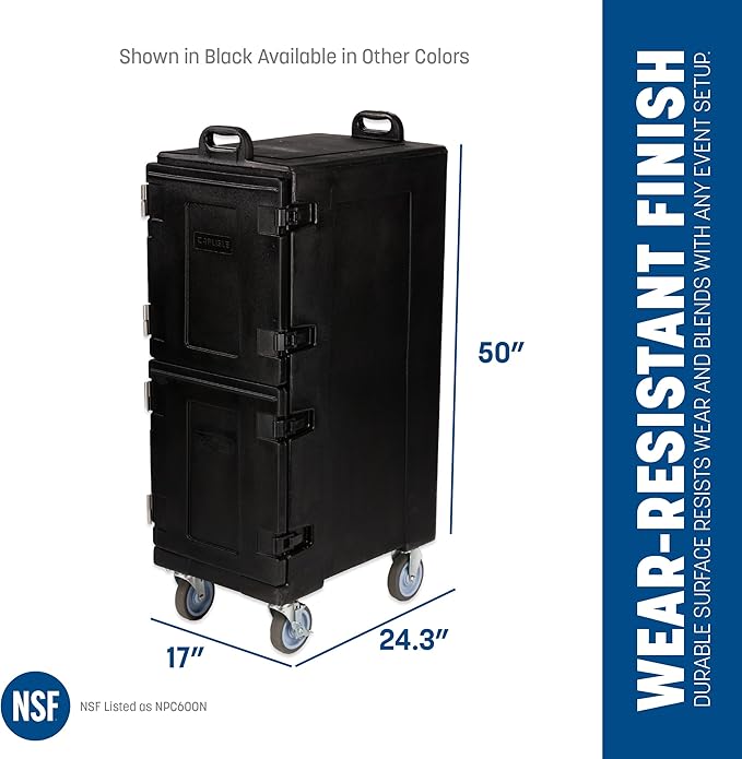 Carlisle FoodService Products Cateraide Insulated Front Loading Food Pan Carrier with Casters for Catering Events and Restaurants Plastic 10 Pans Brown
