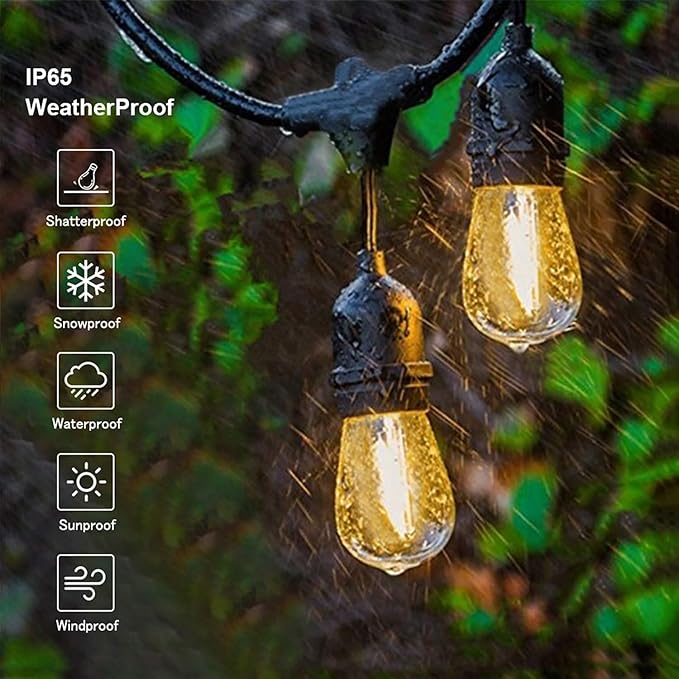Svater Outdoor String Lights Led 105FT Commercial Grade Patio Light with 1W Dimmable S14 Shatterproof Bulbs ETL Listed Heavy-Duty Outside Waterproof Cafe Bistro Market Lighting Warm White
