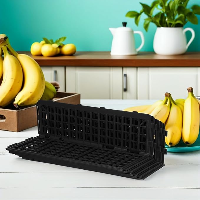 LOGOFUN 6PCS Plastic Shelf Rail Guardrail Supermarket Produce Display Divider for Grocery Store Shop Market Home Supplies - Black