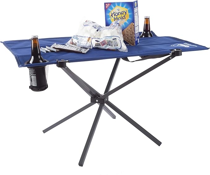 Camp Table - Outdoor Folding Table with 4 Cupholders and Carrying Bag for Camping Beach Picnic Sporting Events and More by Wakeman Outdoors | Outdoor 4 Cupholders Carrying Bag Camping Beach P
