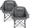 2 Pack Camping Chairs Oversized Padded Camping Chair Heavy-Duty Foldable Camping Chairs with Cup Holder and Cooler Bag Portable Lawn Chair for Sports Outdoors-Support 450LBS Grey