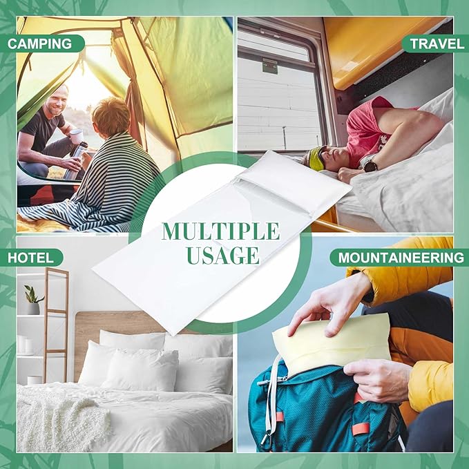 Sleeping Bag Liner for Adult 86 x 41Inch Sheet &amp Camping Sheet for Backpacking Hotel Traveling Comfy Easy Care Sleeping Bags with Zipper Storage Bag