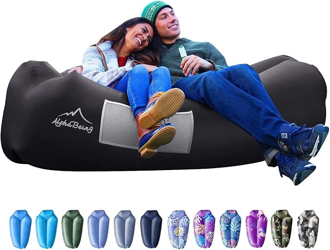 AlphaBeing Inflatable Lounger Beach Chair Accessories Air Sofa Hammock Inflatable Couch for Camping Backyard Lakeside with Compression Sacks Ideal Outdoor Gifts for Adults