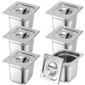 Thenshop 6 Pack Stainless Steam Hotel Pan with Lid Deep Steam Table Pan Reusable Anti Rust Water Restaurant Supplies for Home Party Buffet