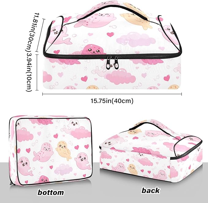 Casserole Carrier Sea Leopard SeamlessInsulated Casserole Carrier for Hot or Cold Food Thermal Lunch Tote for Potluck Parties Picnic Beach Fits 9 x 13 Inches Baking Dish