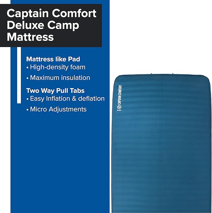 Big Agnes Captain Comfort Deluxe Camp | Supremely Comfortable All-Weather Self-Inflating Sleeping Pad