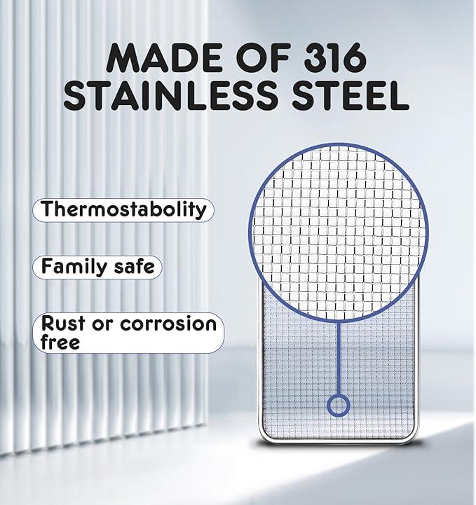316 7pcs Stainless Steel Dehydrator Tray 9.84 * 12.52in Food Dehydrator Trays 7 Pack Fruit Dryer Trays BPA-Free Food Dryer Accessories