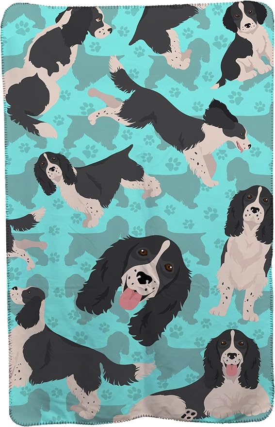 Caroline's Treasures MLM1041TBLT Black and White English Springer Spaniel Soft Travel Blanket with Bag Airplane Blanket Indoor Outdoor Camping Blanket for Traveling Picnics Beach Trips Concerts