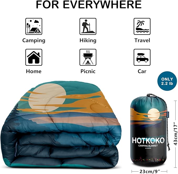 Camping BlanketLightweight Puffy Printed Camping Blanket Packable Outdoor Blanket for CampingTraveling Stadium Hiking Picnics