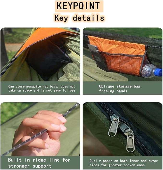 Camping Hammock With Mosquito Net Outdoor Garden Portable Awning Tent Canopy Sleeping Hanging Hammocks SwingCompatible For Nature Hike(Hammock 2)