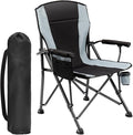 Oversized Folding Camping Chair for Adults Supports 450 LBS Camping Chairs Heavy Duty Camping Chair with Side Pockets Foldable Outdoor Chair for Camping Beach Fishing Hiking Black-Gray