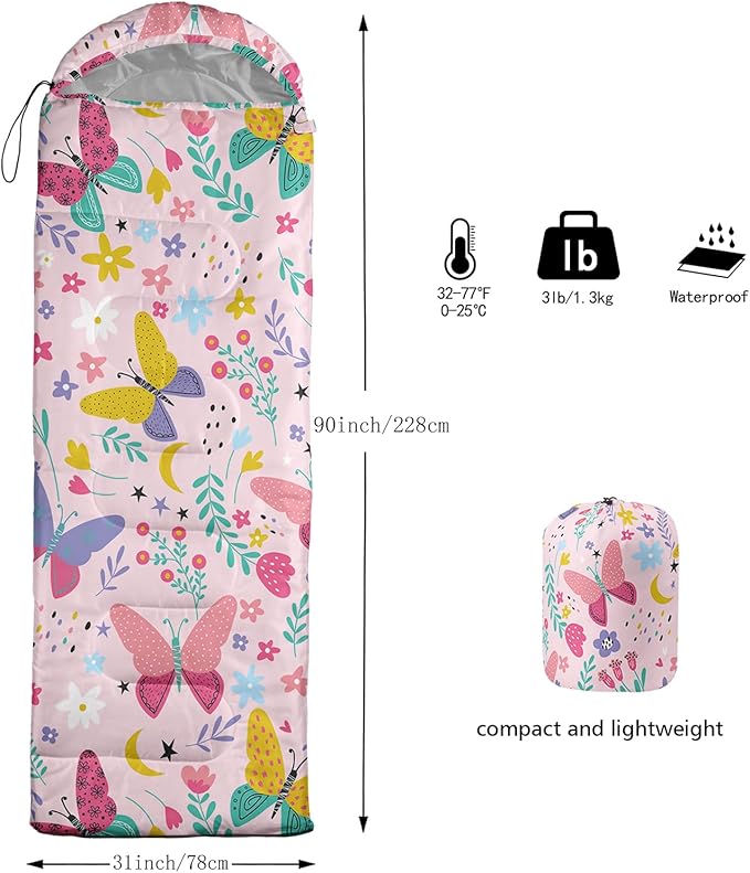 QOOMO Camping Sleeping Bags3 Season Warm &amp Cool WeatherLightweightWaterproof Sleeping Bags for Adults &amp Kids Travelingand Outdoors