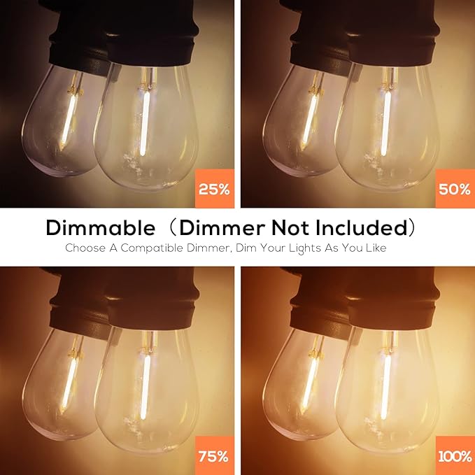 Banord 102FT Outdoor String Lights Waterproof Patio Lights with 35 Shatterproof LED Bulb Hanging Light String Black String Light Vintage Party Lights for Garden Backyard Porch Cafe Deck Wedding