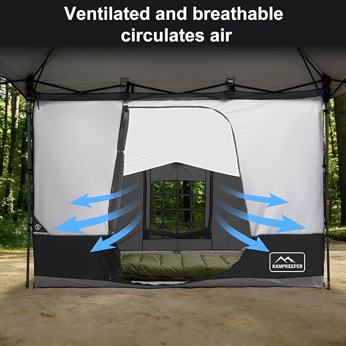 KAMPKEEPER Canopy Side Tent Camping Canopy Tent for 10x10 Pop Up Canopies Cube Tents Gazebo Room Compatible with 10' Wide Canopies(Canopy Not Included)