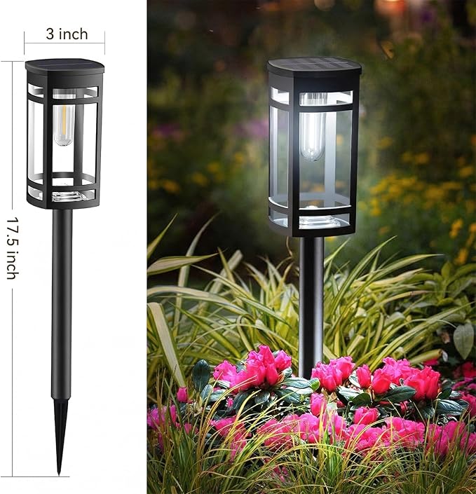 EXCMARK 8 Pack Solar Lights Outdoor Waterproof for Garden Pathway Walkway Driveway Yard Lawn Decorative Landscape Lighting. (Cool White Light 8)