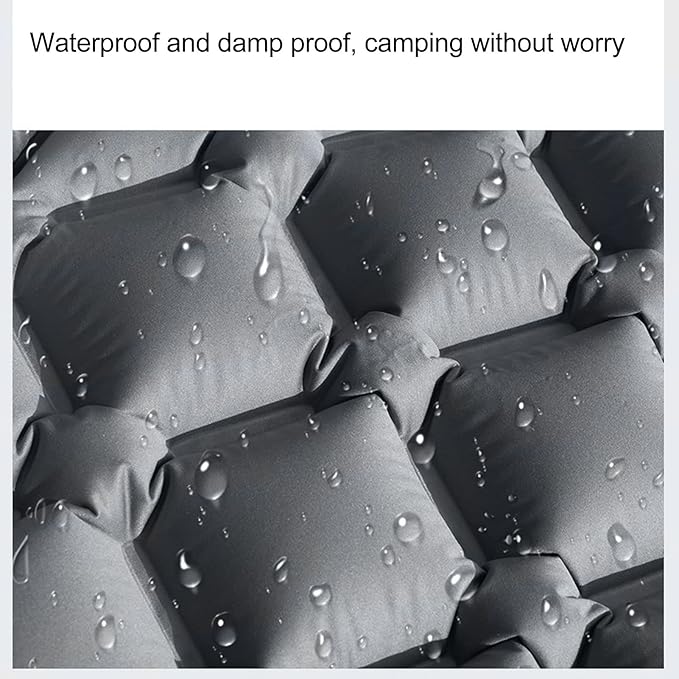 plplaaoo Outdoor Sleeping Mattress TPU Damp Proof Portable Inflatable Sleeping Pad with Pillow for Camping Backpacking Lightweight Compact Polyester 195x61x6cm