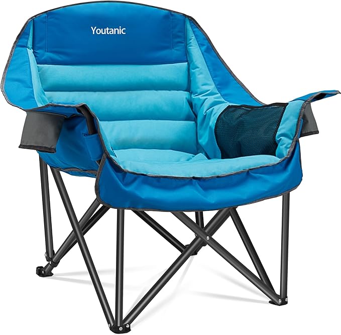 Oversized Camping Chair Portable Folding Camping Chairs with Side Pocket Cup Holder and Carry Bag Heavy Duty Outdoor Camping Chairs for Adults Fishing Sports Trip up to 400lbs Style 1