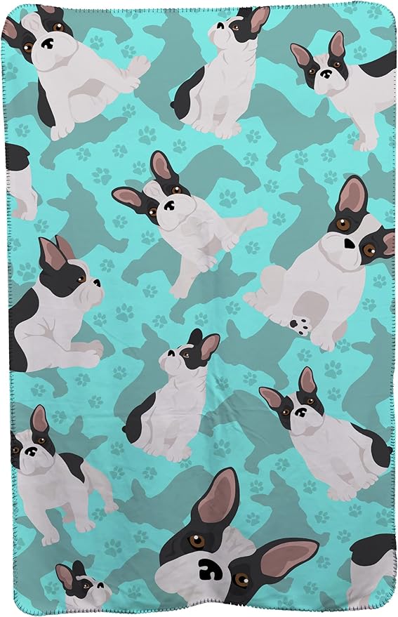 Caroline's Treasures MLM1003TBLT Black and White French Bulldog Soft Travel Blanket with Bag Airplane Blanket Indoor Outdoor Camping Blanket for Traveling Picnics Beach Trips Concerts