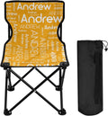 Sinestour Orange Custom Folding Camping Chair for Teen Child Personalized Name 14.6×14.6in Portable Outdoor Chair with Carry Bag for Picnic Barbeques Beach