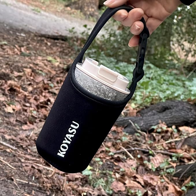 KOYASU Ti-Zen Titanium Travel Coffee Mug - 12oz Ultralight Insulated Tumbler - Premium EDC Gear &amp Tactical Accessories - Heavy Duty Cup - Crystallized Texture Thermal Flask - Nimbus Gray