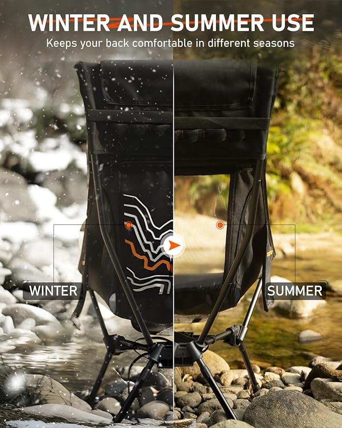 NOVSIGHT Camping Chairs - High Back Camping Chair with Adjustable Headrest and Feet Lightweight Aluminum Frame Breathable Mesh Folding Portable Camp Chair for Outdoor Hiking Beach Picnic
