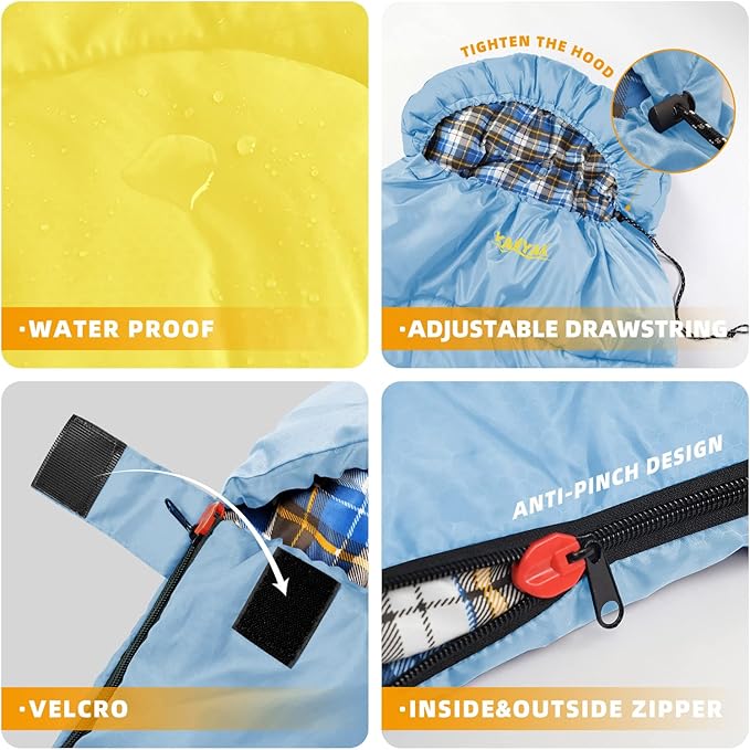 Camping Sleeping Bag 32℉ Sleeping Bags for Adults Kids Teens Cold Weather Warm Sleeping Bag Winter for 3-4 Season Camping Camping Gear Equipment Traveling and Outdoors