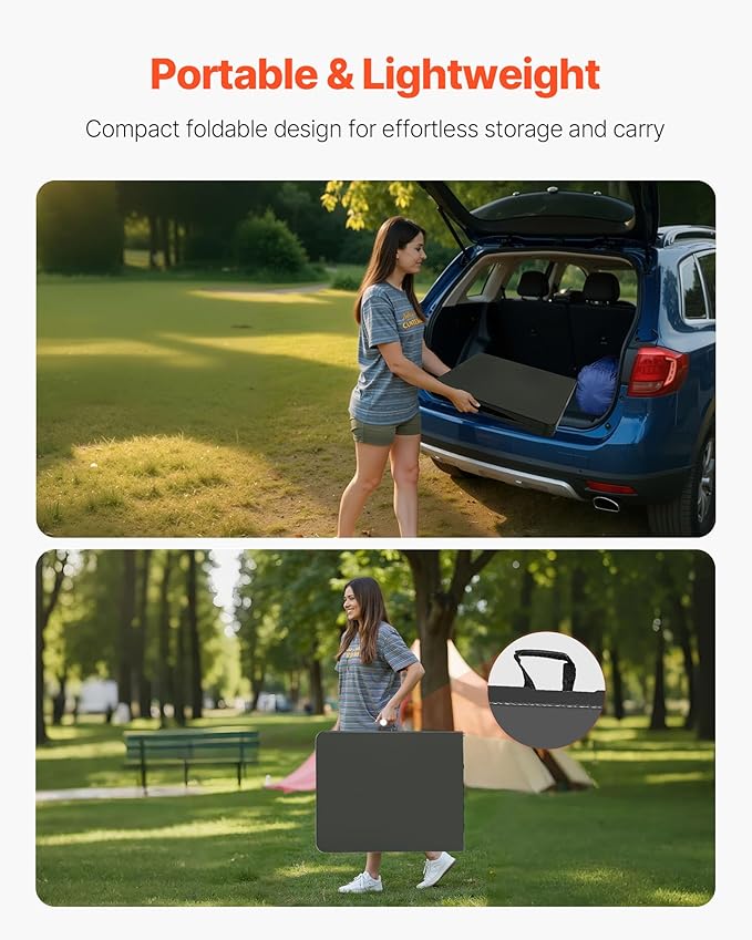 VEVOR Folding Table Heavy Duty Portable Fold-in-Half Utility Table Indoor Outdoor Plastic Rectangle Table with Built in Handle for Party Dining Wedding Events Picnic Camping 6 ft Black