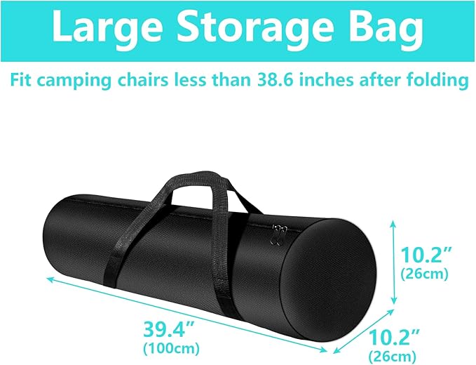 Kovshuiwe 2 Pack Replacement Bag 39.4 Inch for Camping Chair Large Folding Chair Carry Bag Nylon Storage Tent Bag with Handle Strap for Travel Outdoor Camping Sports-39.4x10x10inch（Only Bag）