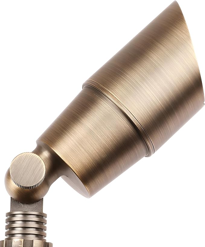 PARTPHONER Solid Brass Low Voltage Landscape Lighting Wired 12V LED Landscape Spotlights with Aluminum Housing MR16 Bulb Heavy Duty Outdoor Waterproof Up Lights for Garden Yard Trees 4Pack
