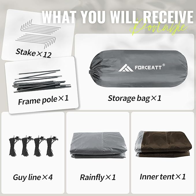 Forceatt Tent for 2 and 3 Person is Waterproof and Windproof Camping Tent for 3 to 4 SeasonsLightweight Aluminum Pole Backpacking Tent Can be Set Up QuicklyGreat for Hiking