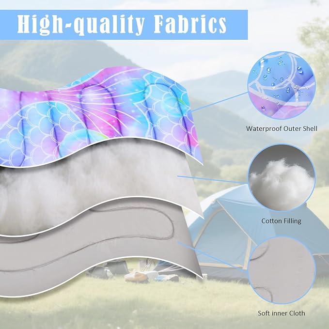 Sleeping Bag for Kids Girls Boys 3 Season Warm Lightweight Kids Sleeping Bag Waterproof Portable for Camping Outdoors Travel