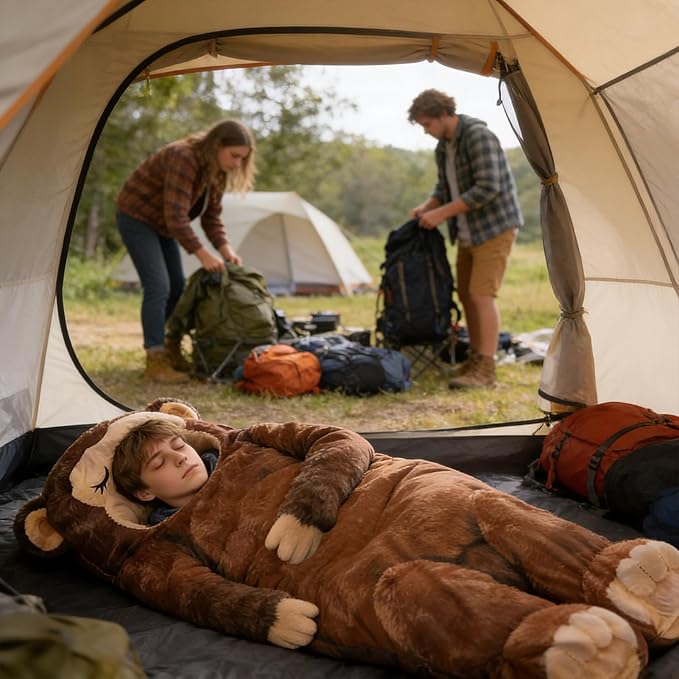 Giant Monkey Sleeping Bag for Human Monkey Shaped Animal Sleeping Bags for Adults for Indoor Use Or Camping TripsSleepovers