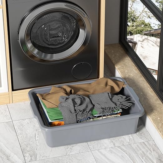 6-Pack 24 L Commercial Bus Tub Plastic Bus Box Gray
