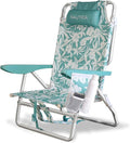 Nautica Backpack Beach Chair – 5 Position Reclining Portable Folding Beach Chair for Adults with Padded Pillow Headrest Insulated Cooler Bag Double Cup Holders Outdoor Folding Chair 300lb