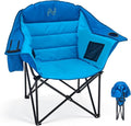 NAIZEA Padded Camping Chairs with Cooler Bag Folding Camping Chair for Adults Outdoor Heavy Duty Heated Lawn Chair for Camp Garden Firepits Patio &amp More