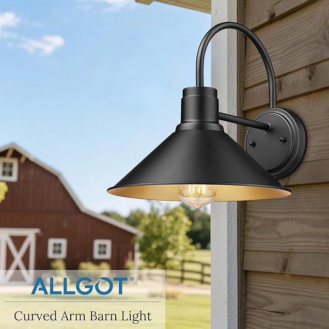 Exterior Barn Light Outdoor Wall Mount Light for House Front Porch Wall Lighting Fixture Farmhouse Outdoor Sconce Light (Black 2 Pack)