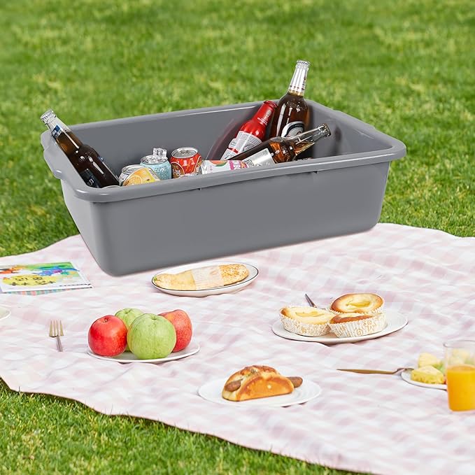 4 Pack 32 L Large Bus Tubs Commercial Bus Tray/Dish Tub/Washing Tubs Grey