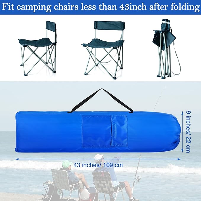 6 Pcs 43 x 9 Inch Camp Chair Replacement Bag Foldable Camping Bag Large Portable Carrying with Handle Strap and 2 Pockets for Outdoor No Chair Included