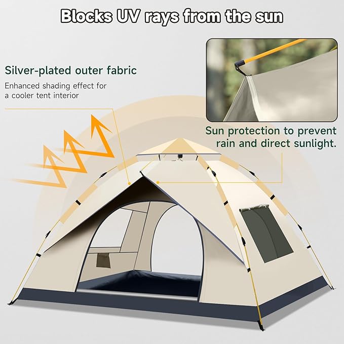SAN LIKE Camping Tent 2/3/4 Person Instant Easy Pop Up Tents for Camping Lightweight Backpacking Automatic Family Easy Set Up TentPortable Dome Tent for Camping Hiking Traveling